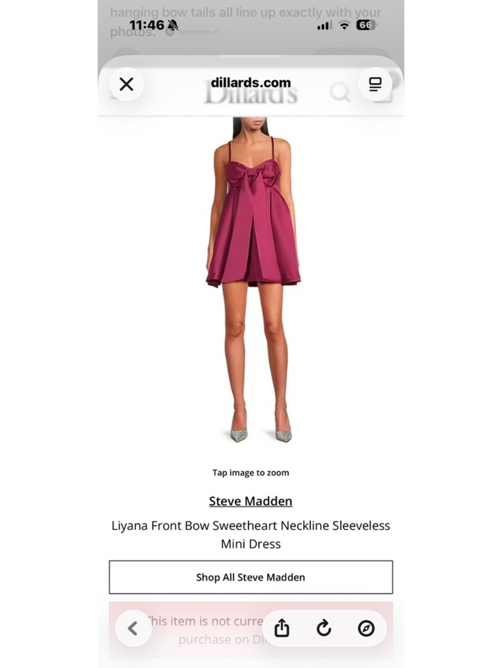 Steve Madden NWT Lyanna front bow sleeveless mini dress in berry